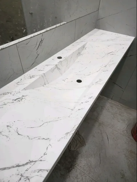 Столешница мраморный ресунок с умывальником