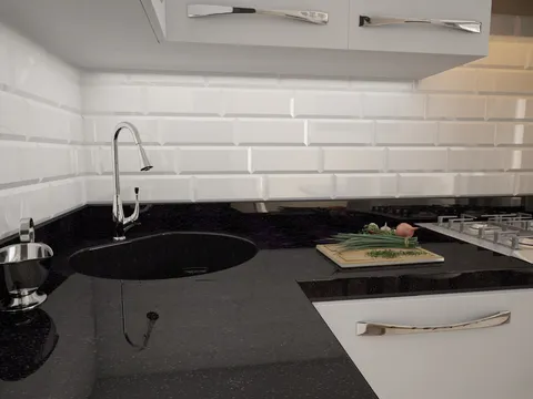 П-образная столешница с интегрированной мойкой