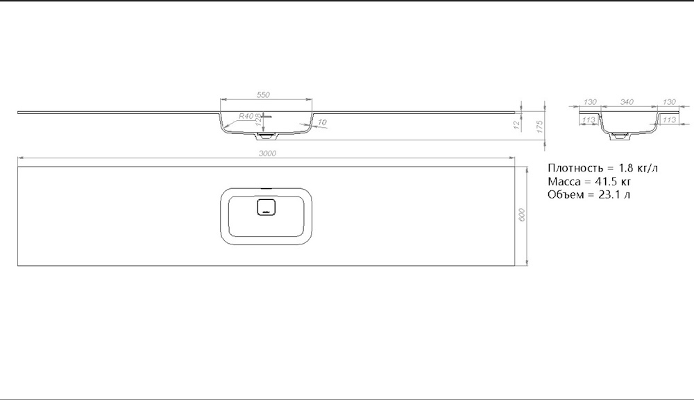 Чертеж столешницы